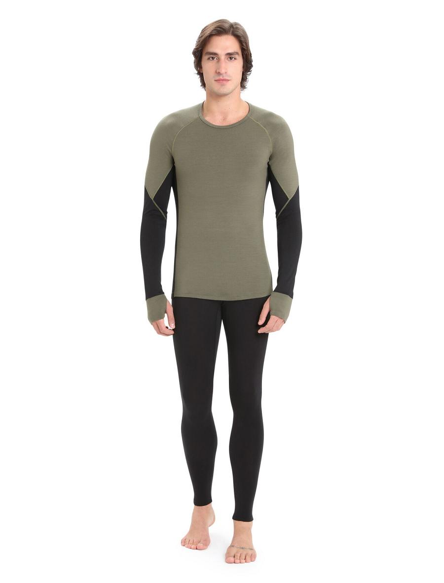 Loden / Black Icebreaker BodyfitZone™ Merino 260 Zone Long Sleeve Crewe Thermal Top Men's Base Layers | AU 1380FDNM